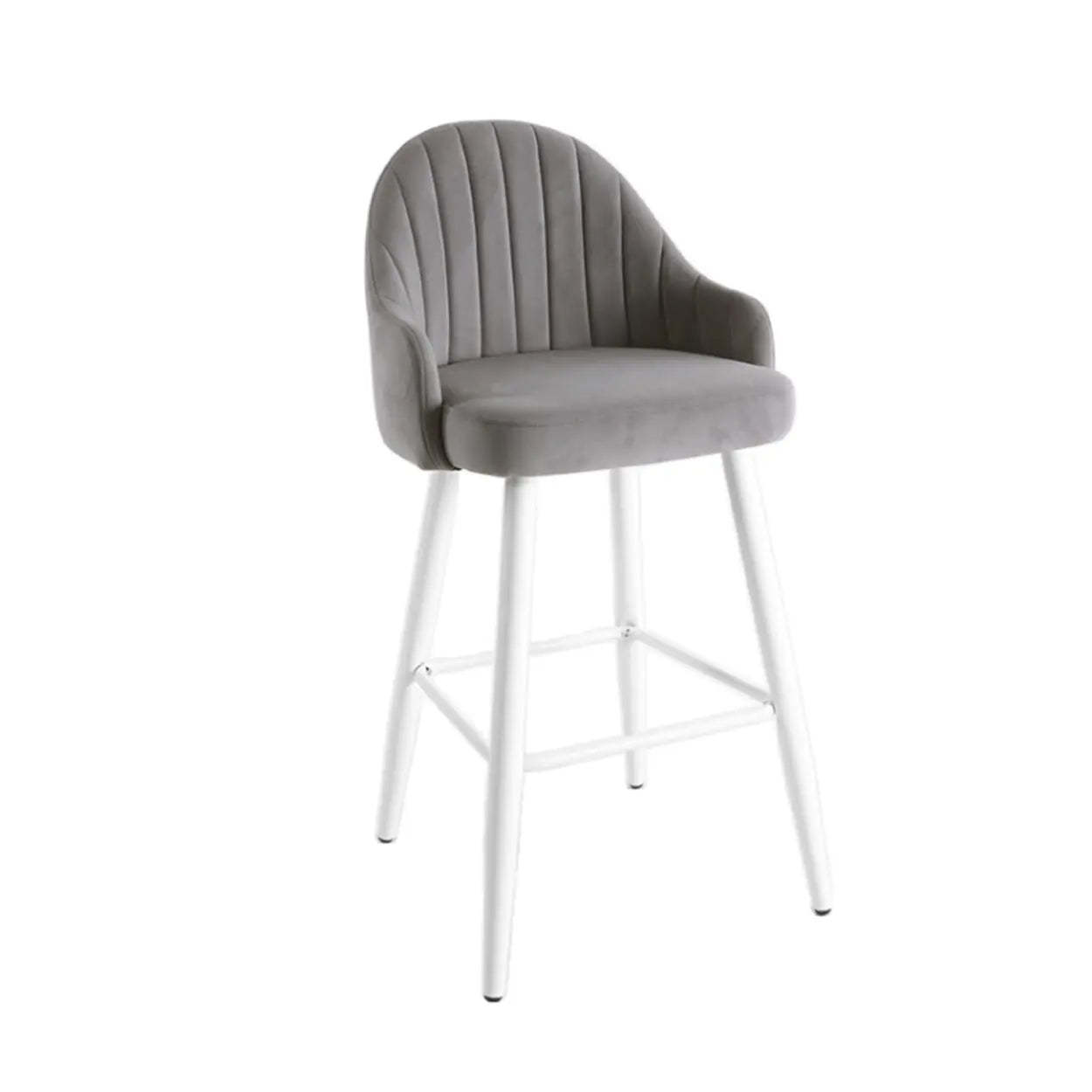 Apricot Upholstered Rectangular Bar Stool with Arms — Orange