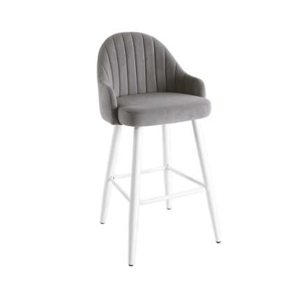 Apricot Upholstered Rectangular Bar Stool with Arms — Orange