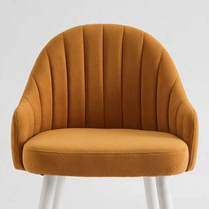 Apricot Upholstered Rectangular Bar Stool with Arms