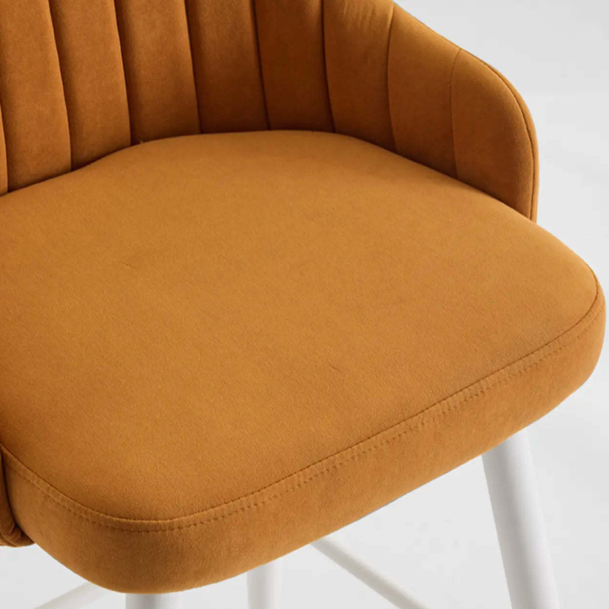 Apricot Upholstered Rectangular Bar Stool with Arms