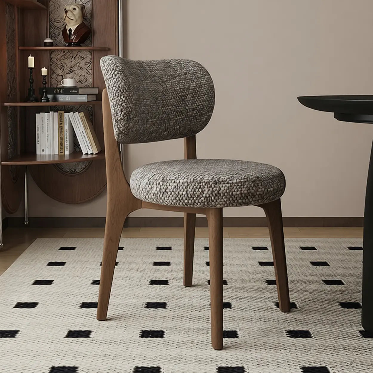Modern Curved-Back Armless Wood Dining Chair