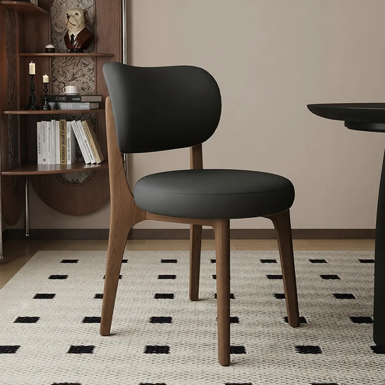 Modern Curved-Back Armless Wood Dining Chair