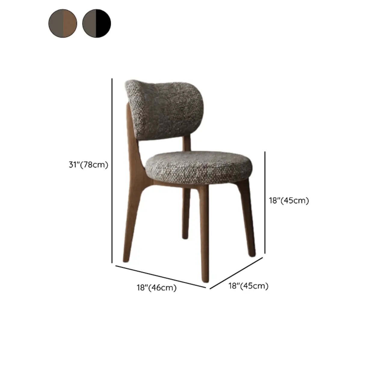 Modern Curved-Back Armless Wood Dining Chair