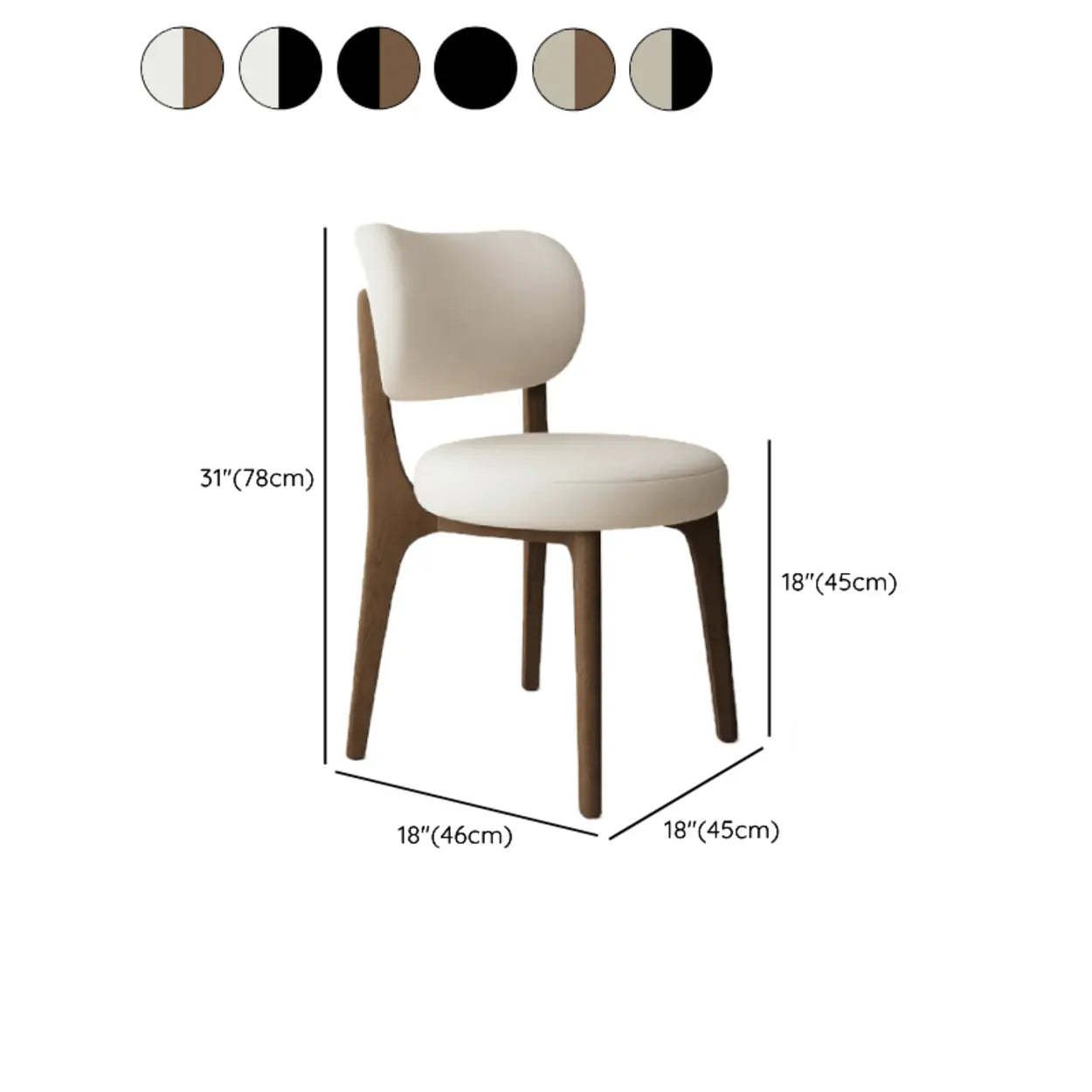 Modern Curved-Back Armless Wood Dining Chair