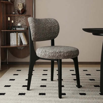 Modern Curved-Back Armless Wood Dining Chair — White / Black