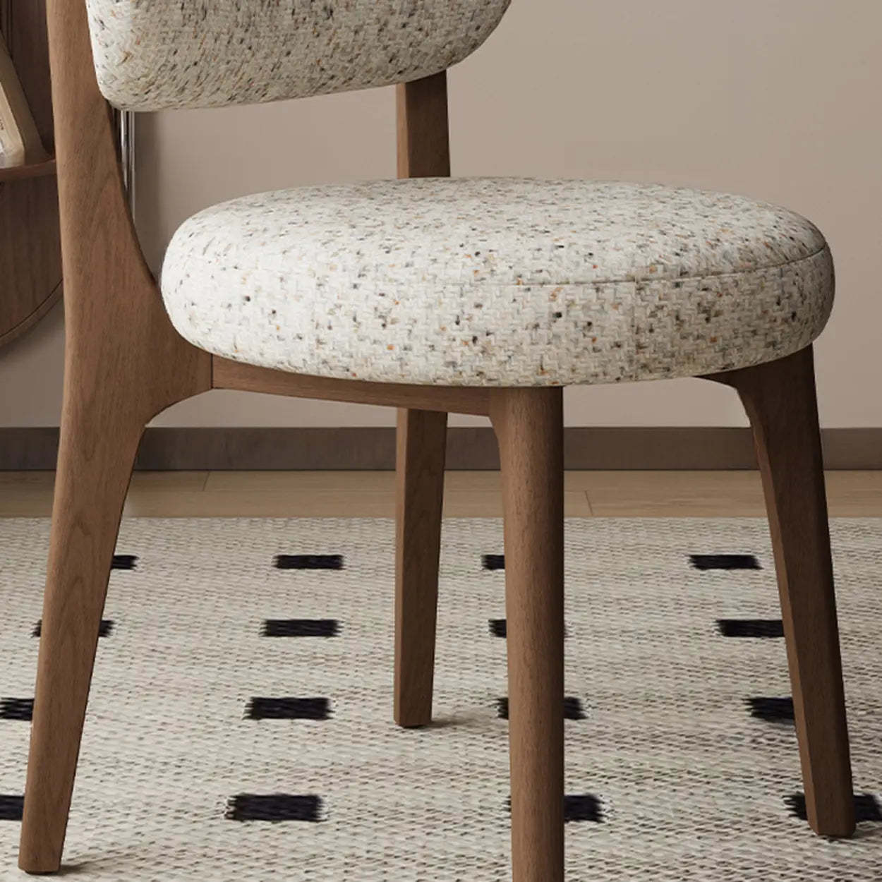 Modern Curved-Back Armless Wood Dining Chair — Khaki / Walnut