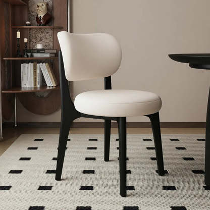 Modern Curved-Back Armless Wood Dining Chair — Grey / Black