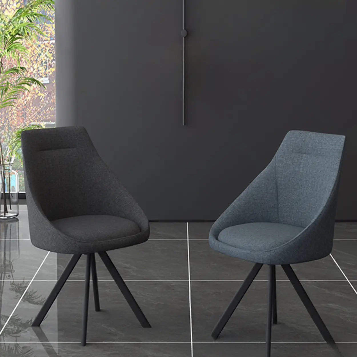 Modern Upholstered Curved Back Swivel Dining Chair