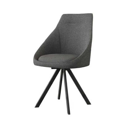 Modern Upholstered Curved Back Swivel Dining Chair — Blue