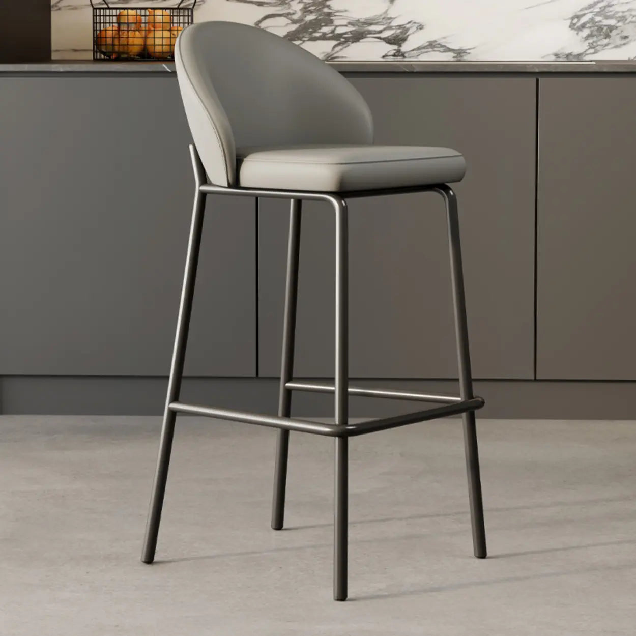Modern Upholstered Leather Bar Stool — Orange