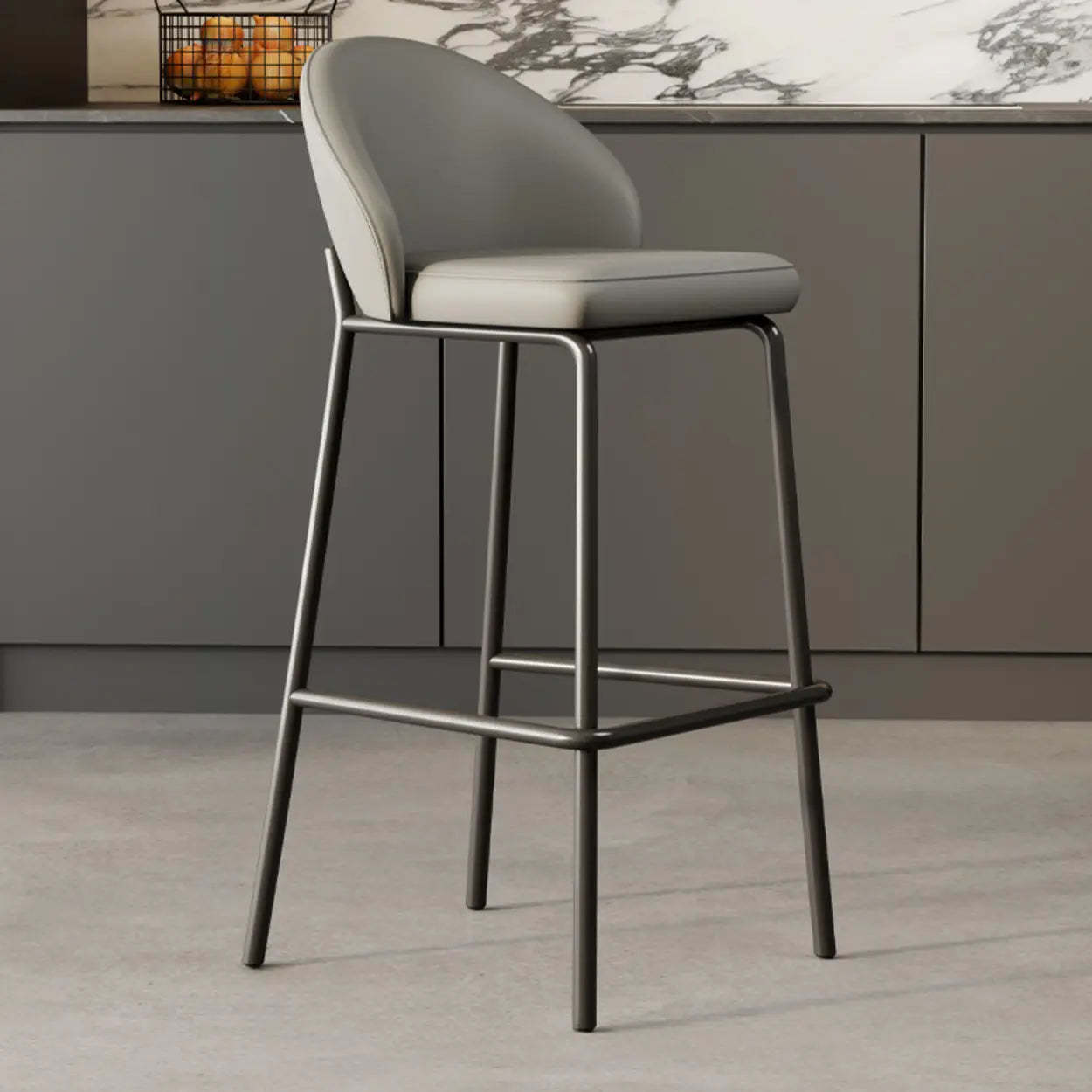 Modern upholstered gray leather bar & counter stools, Lighom