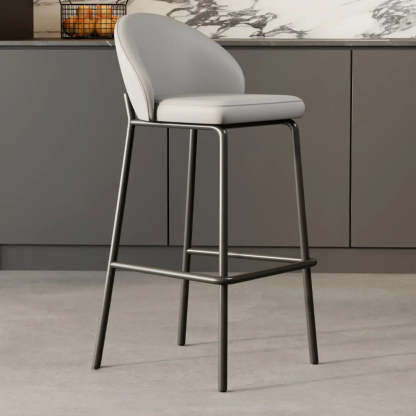 Modern Upholstered Leather Bar Stool — Grey