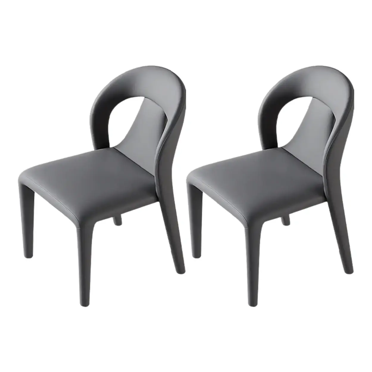 Modern Off-White Leather Curved Back Dining Chair