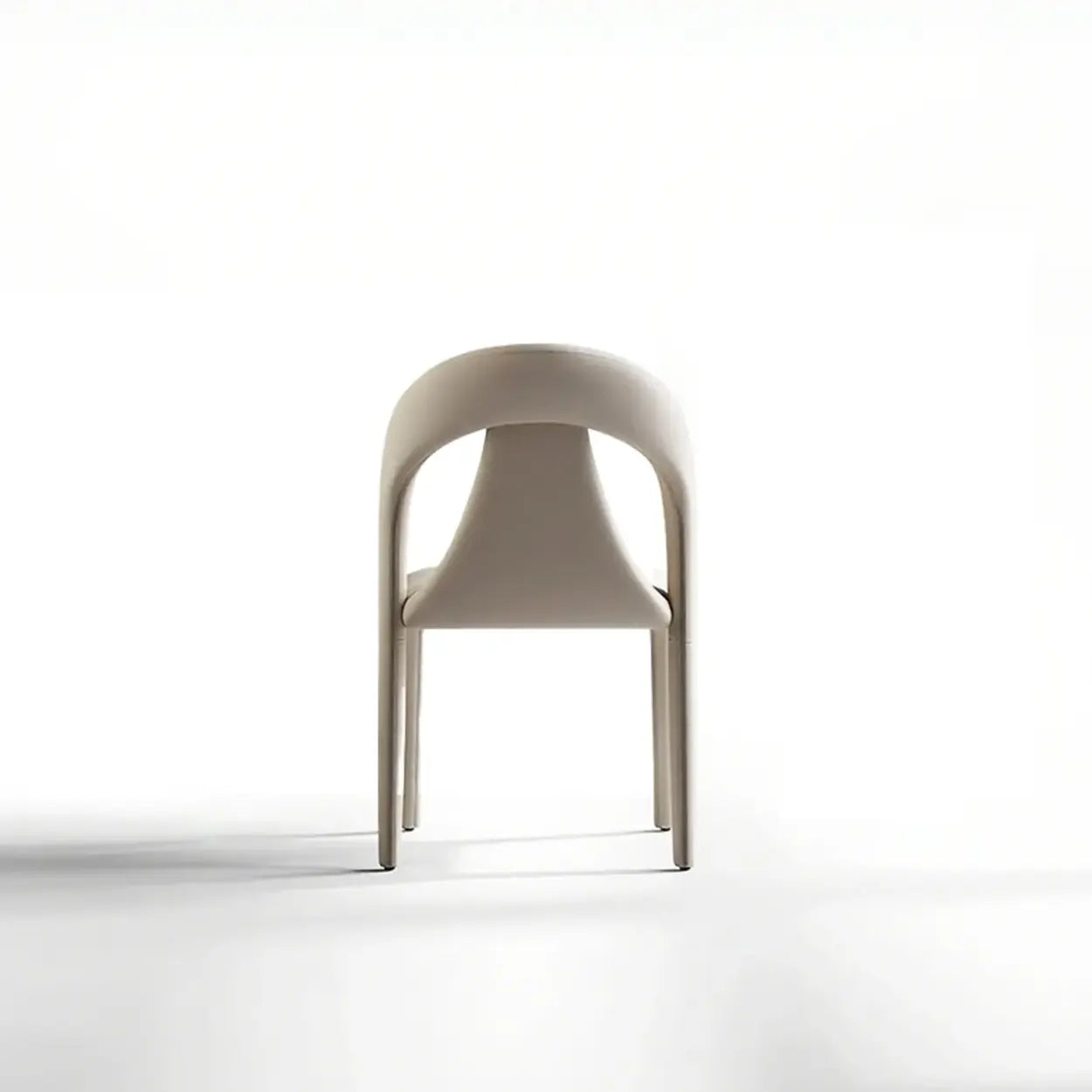 Modern Off-White Leather Curved Back Dining Chair — Off-White / 2 Piece Set