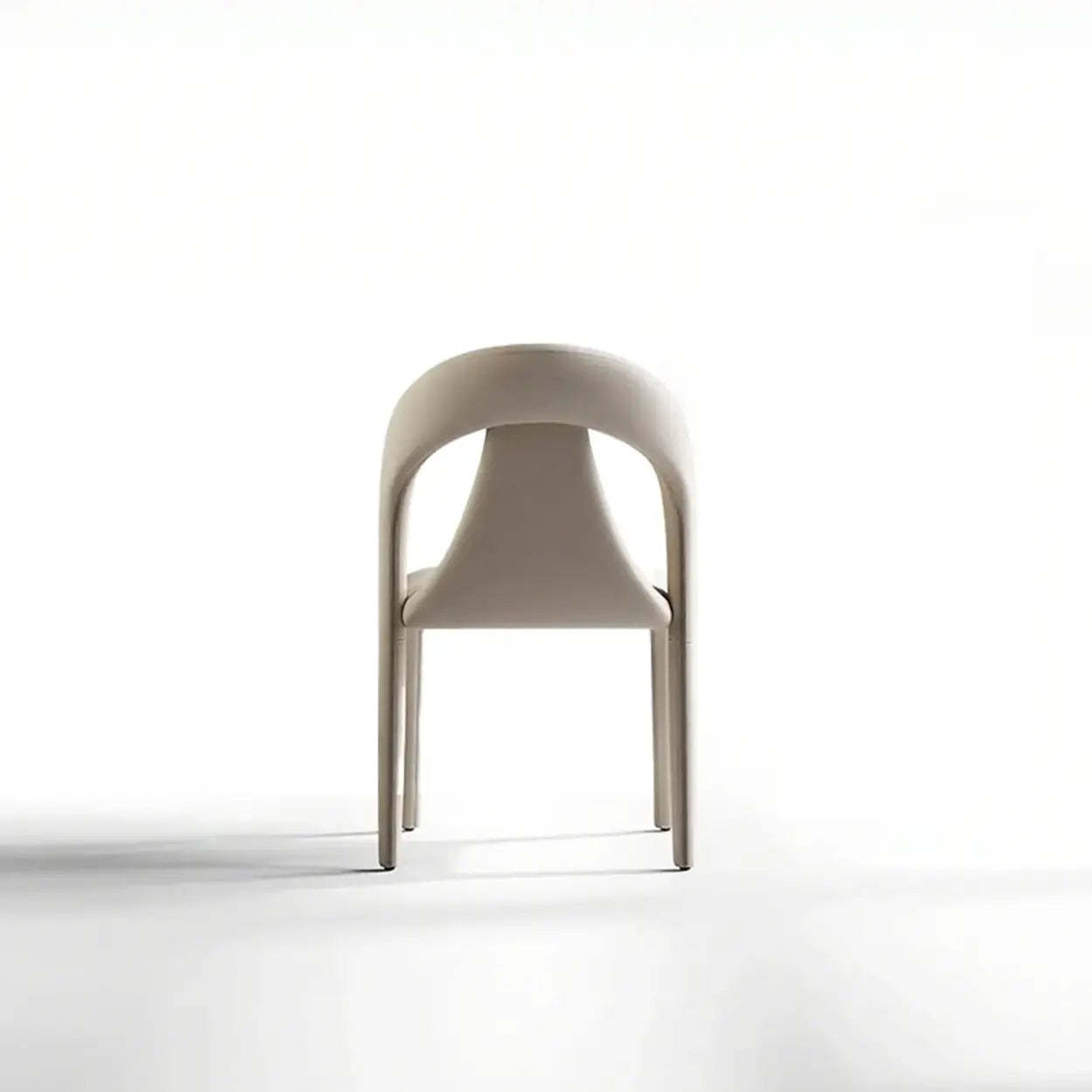 Modern Off-White Leather Curved Back Dining Chair — Off-White / 2 Piece Set