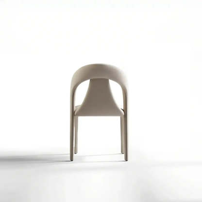 Modern Off-White Leather Curved Back Dining Chair — Off-White / 2 Piece Set