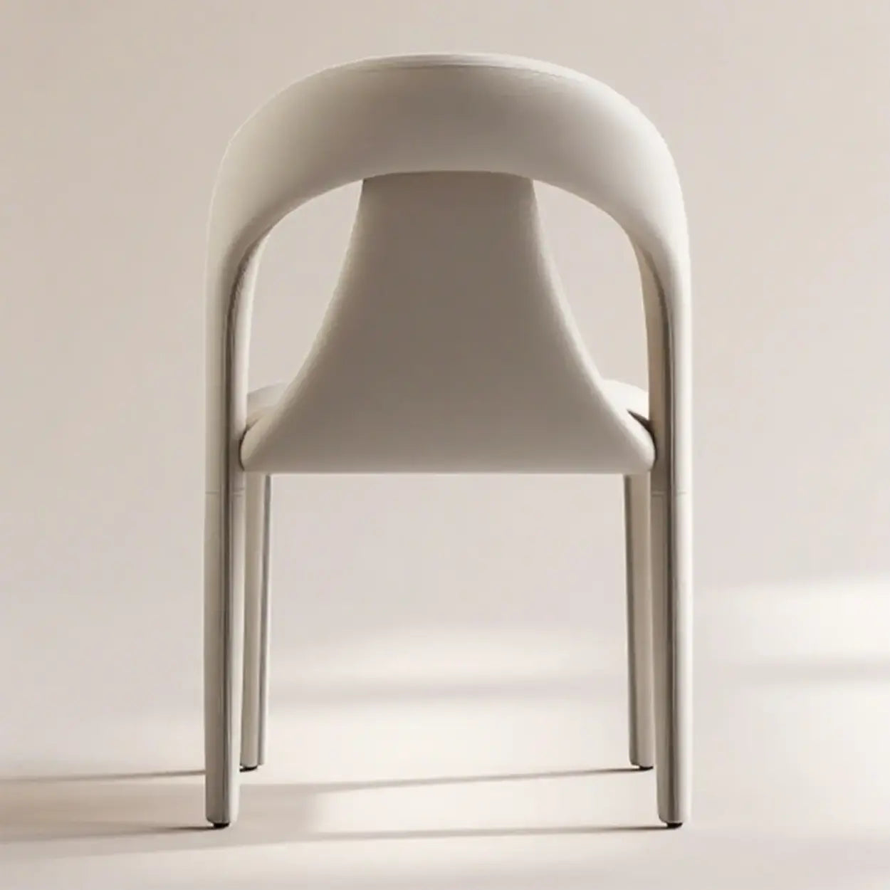 Modern Off-White Leather Curved Back Dining Chair — Dark Gray / 2 Piece Set