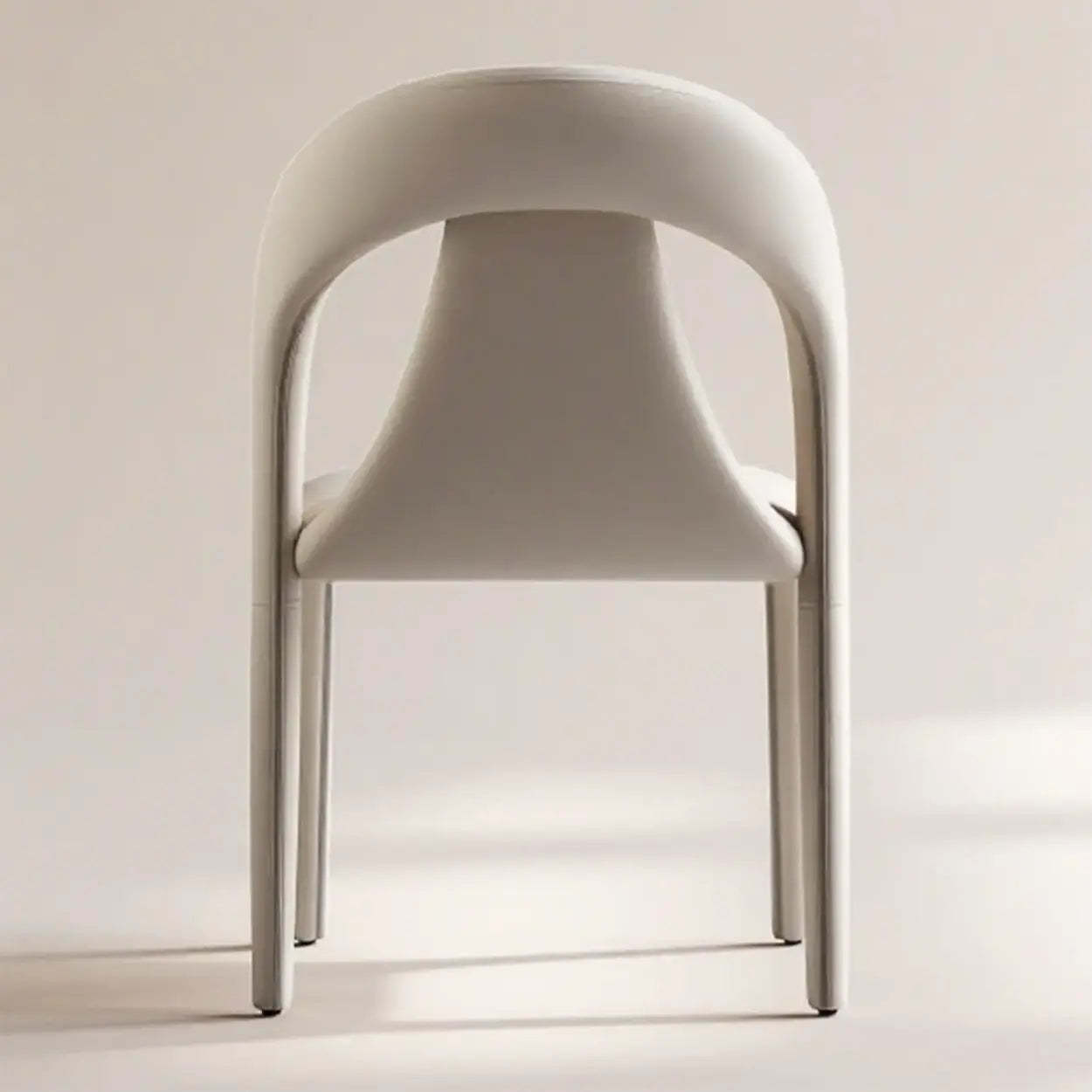 Modern Off-White Leather Curved Back Dining Chair — Dark Gray / 2 Piece Set