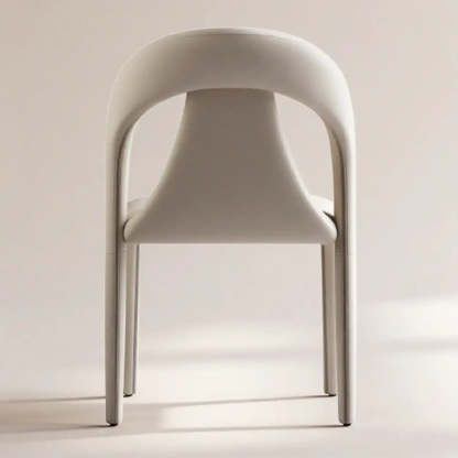 Modern Off-White Leather Curved Back Dining Chair — Dark Gray / 2 Piece Set