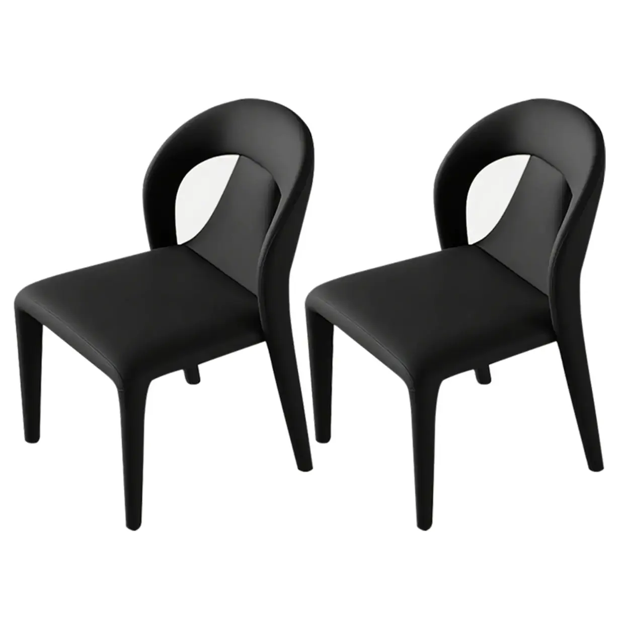 Modern Off-White Leather Curved Back Dining Chair