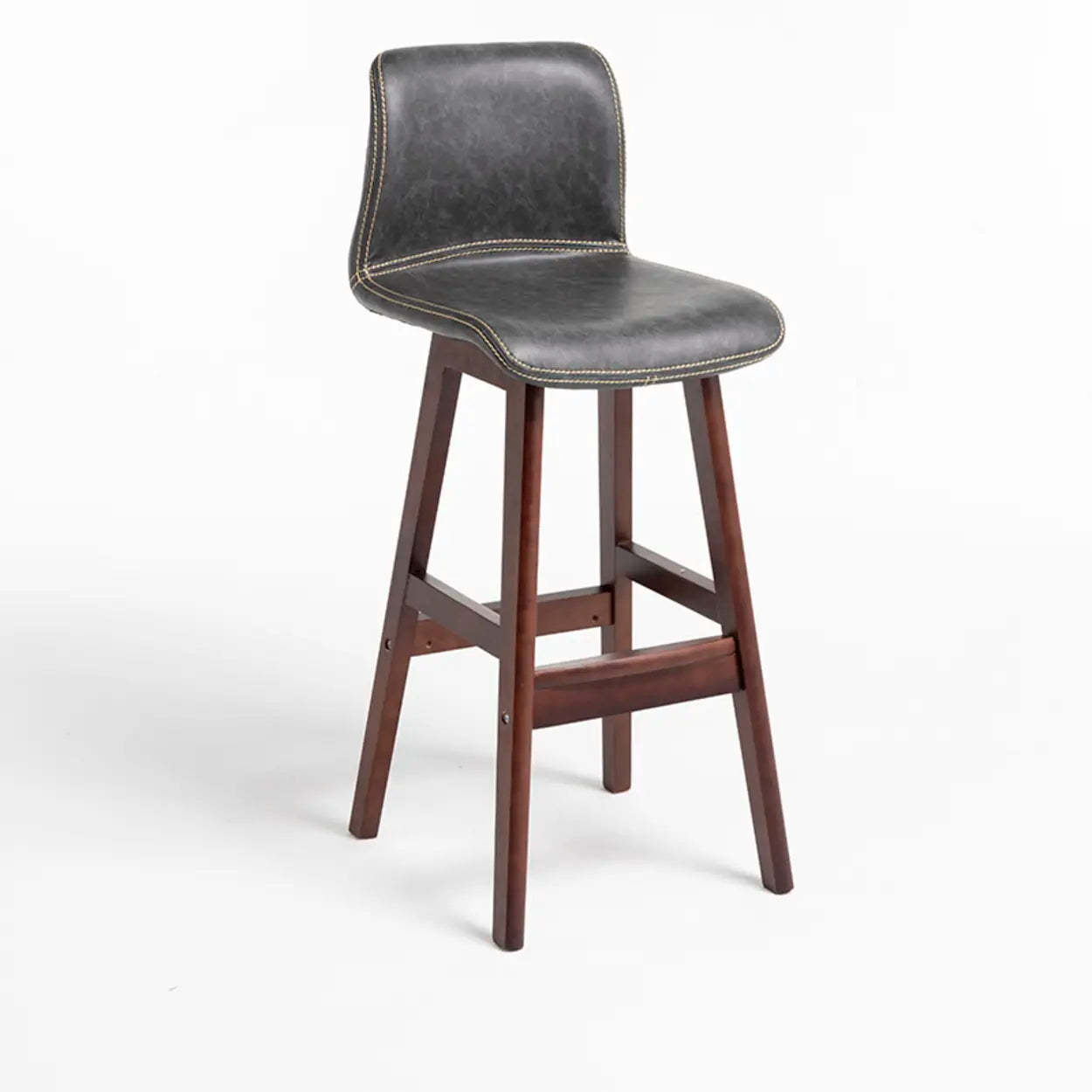 Modern Upholstered Low-Back Bucket Bar Stool — Brown / Green