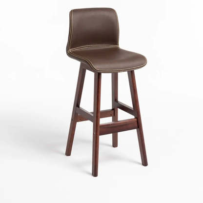 Modern Upholstered Low-Back Bucket Bar Stool — Brown / Brown