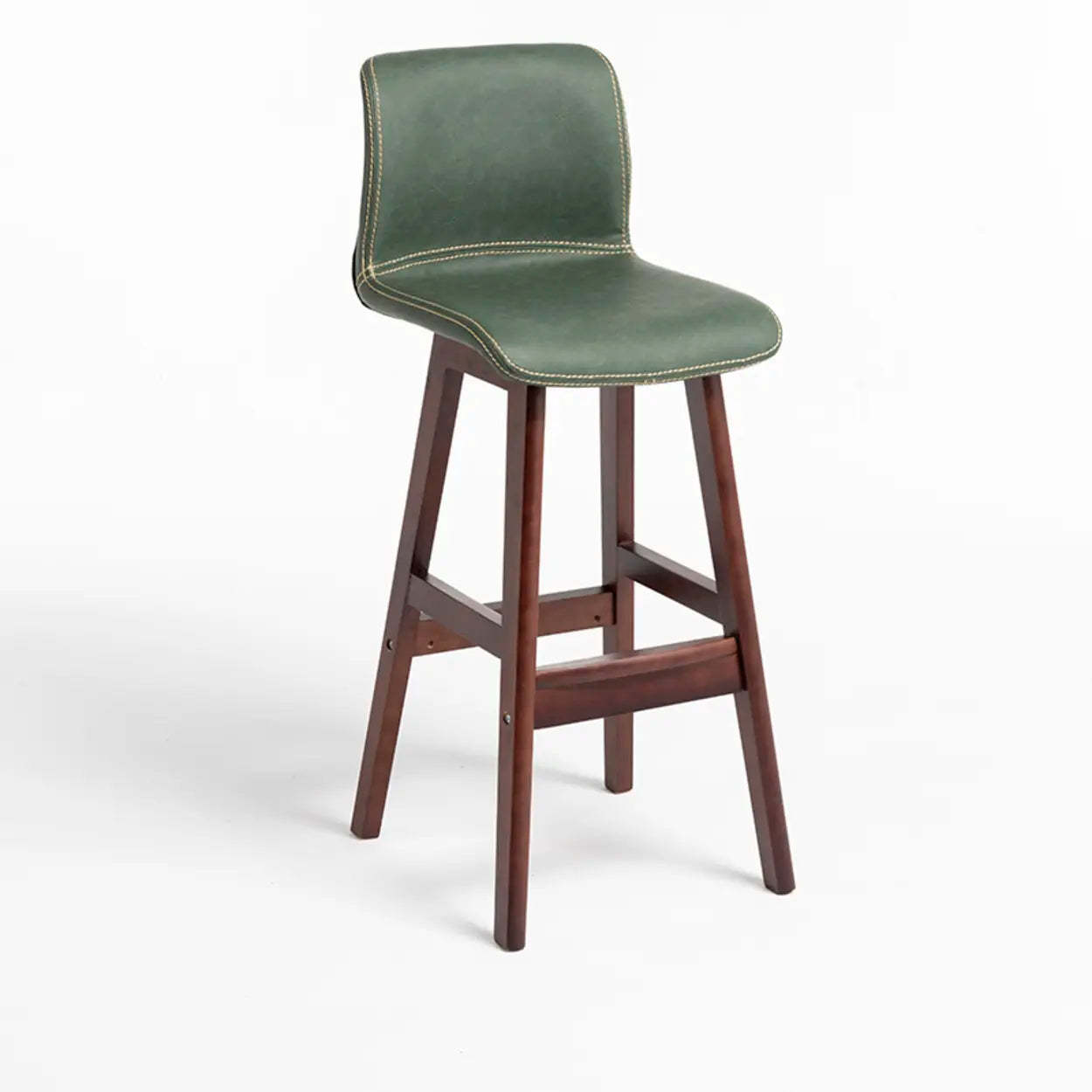 Modern Upholstered Low-Back Bucket Bar Stool — Natural / Gray