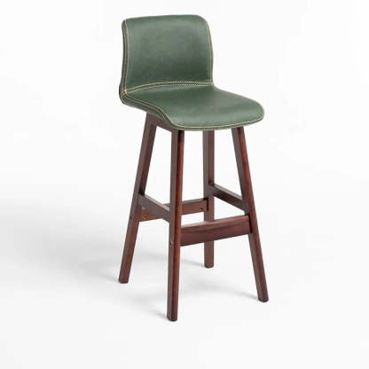 Modern Upholstered Low-Back Bucket Bar Stool — Natural / Gray