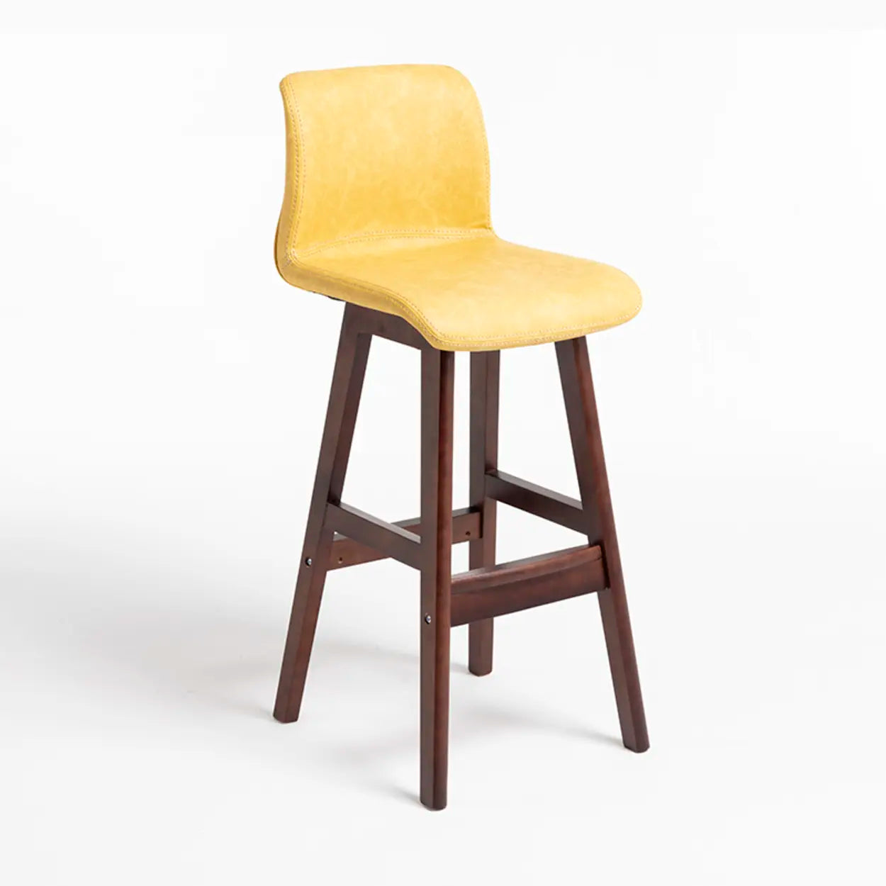 Modern Upholstered Low-Back Bucket Bar Stool — Natural / Blue