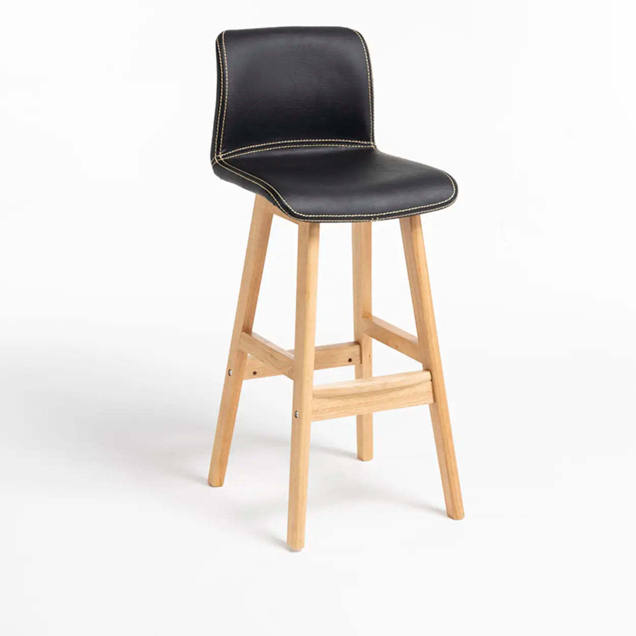 Modern Upholstered Low-Back Bucket Bar Stool — Natural / Green