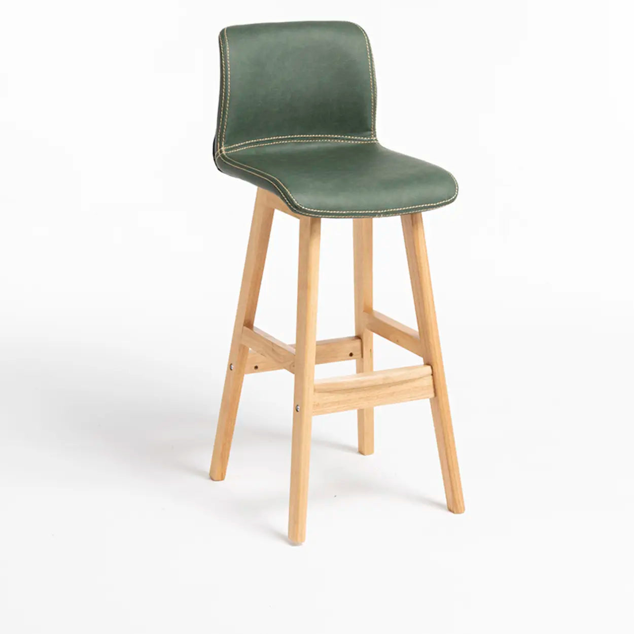Modern Upholstered Low-Back Bucket Bar Stool — Natural / Brown