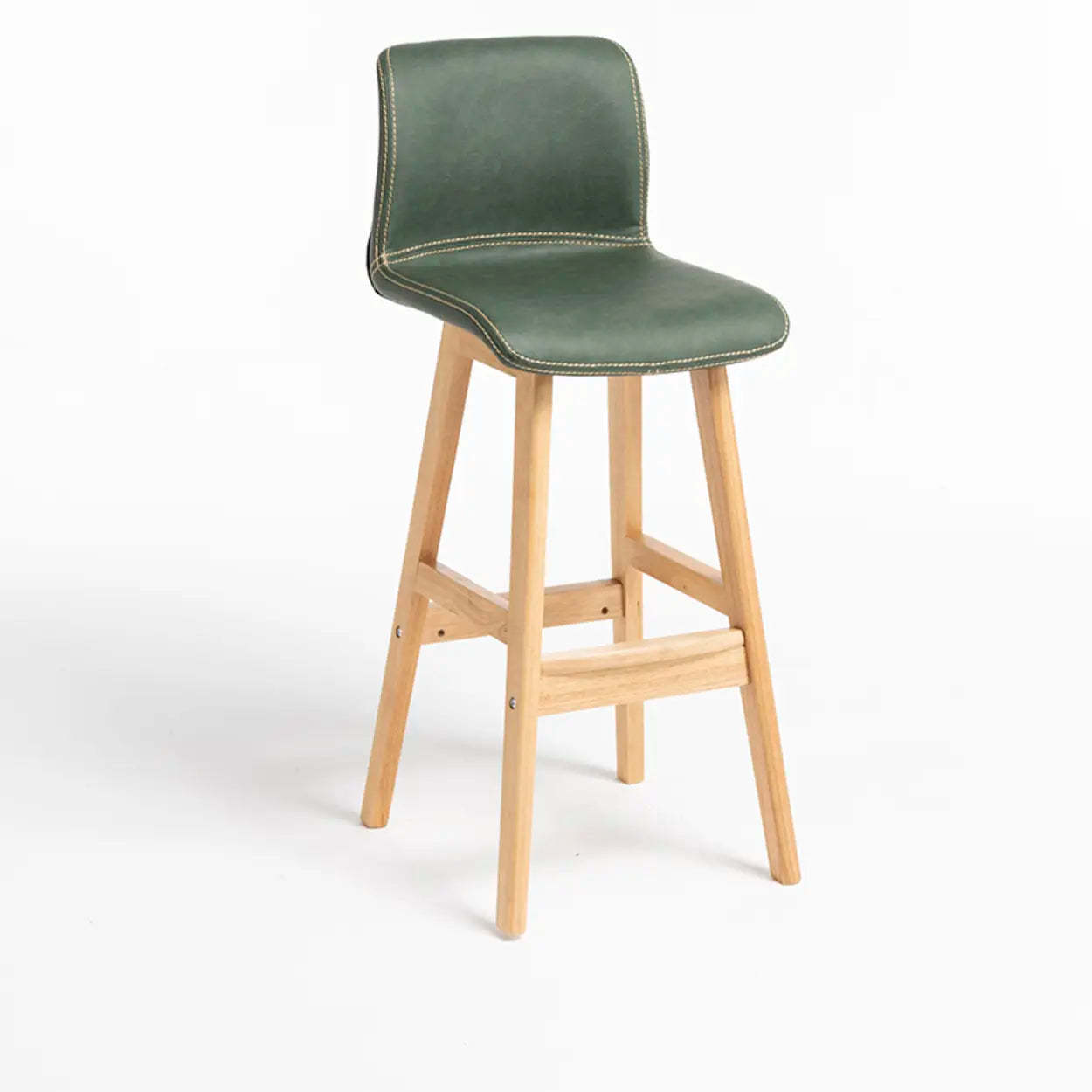 Modern Upholstered Low-Back Bucket Bar Stool — Natural / Brown