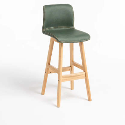 Modern Upholstered Low-Back Bucket Bar Stool — Natural / Brown
