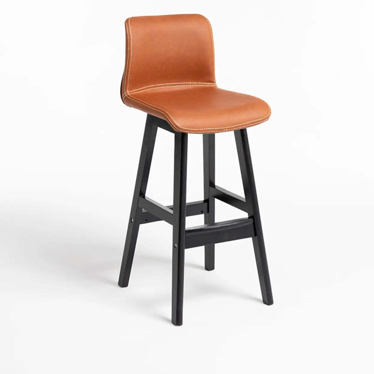 Modern Upholstered Low-Back Bucket Bar Stool — Black / Yellow