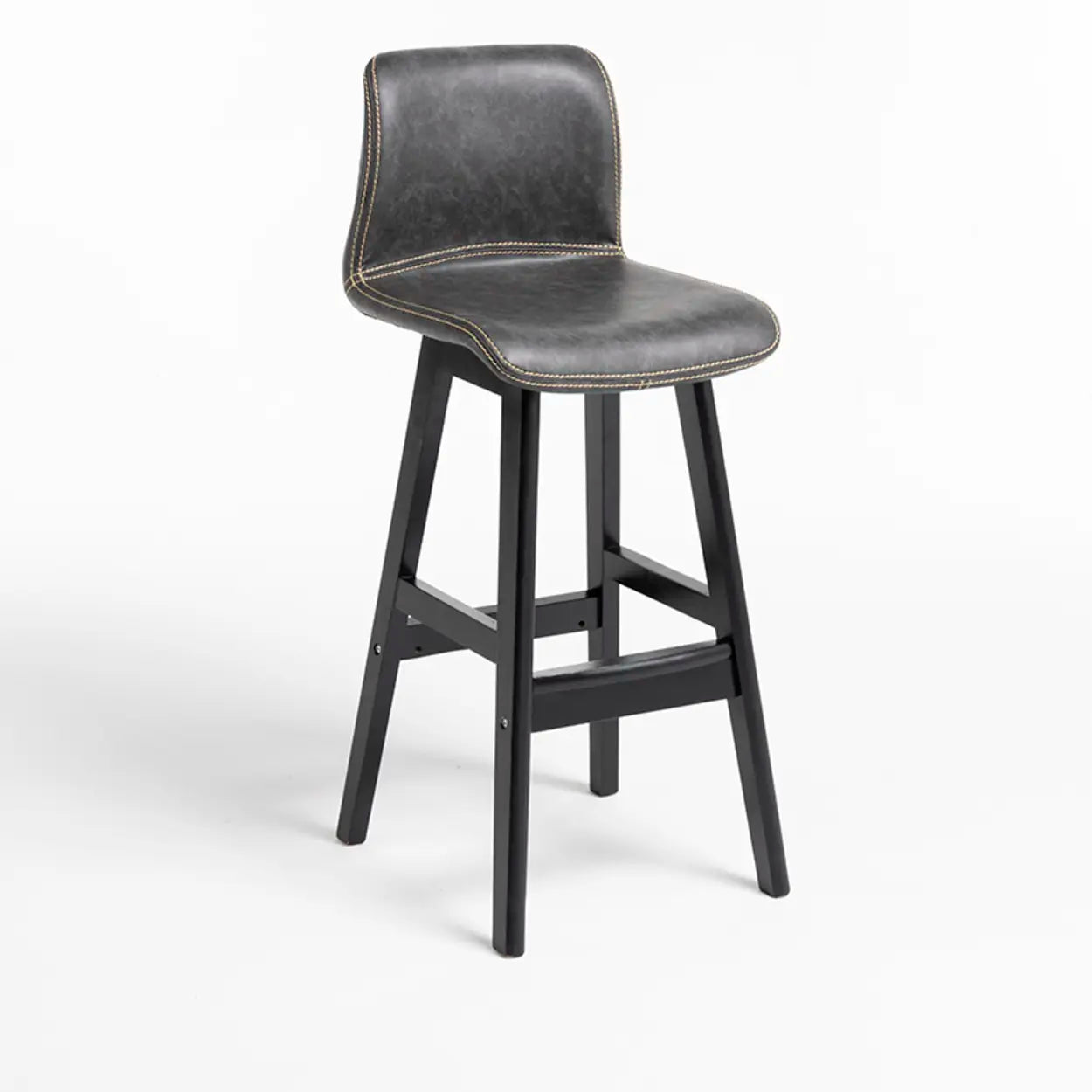 Modern Upholstered Low-Back Bucket Bar Stool — Black / Brown