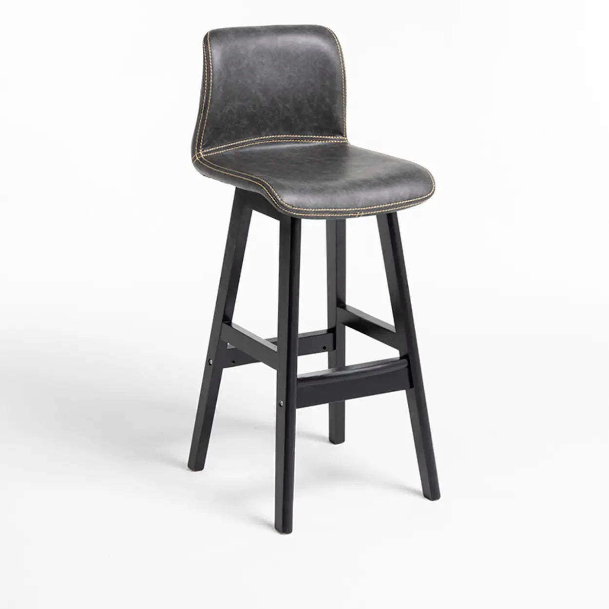 Modern Upholstered Low-Back Bucket Bar Stool — Black / Brown