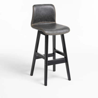Modern Upholstered Low-Back Bucket Bar Stool — Black / Brown