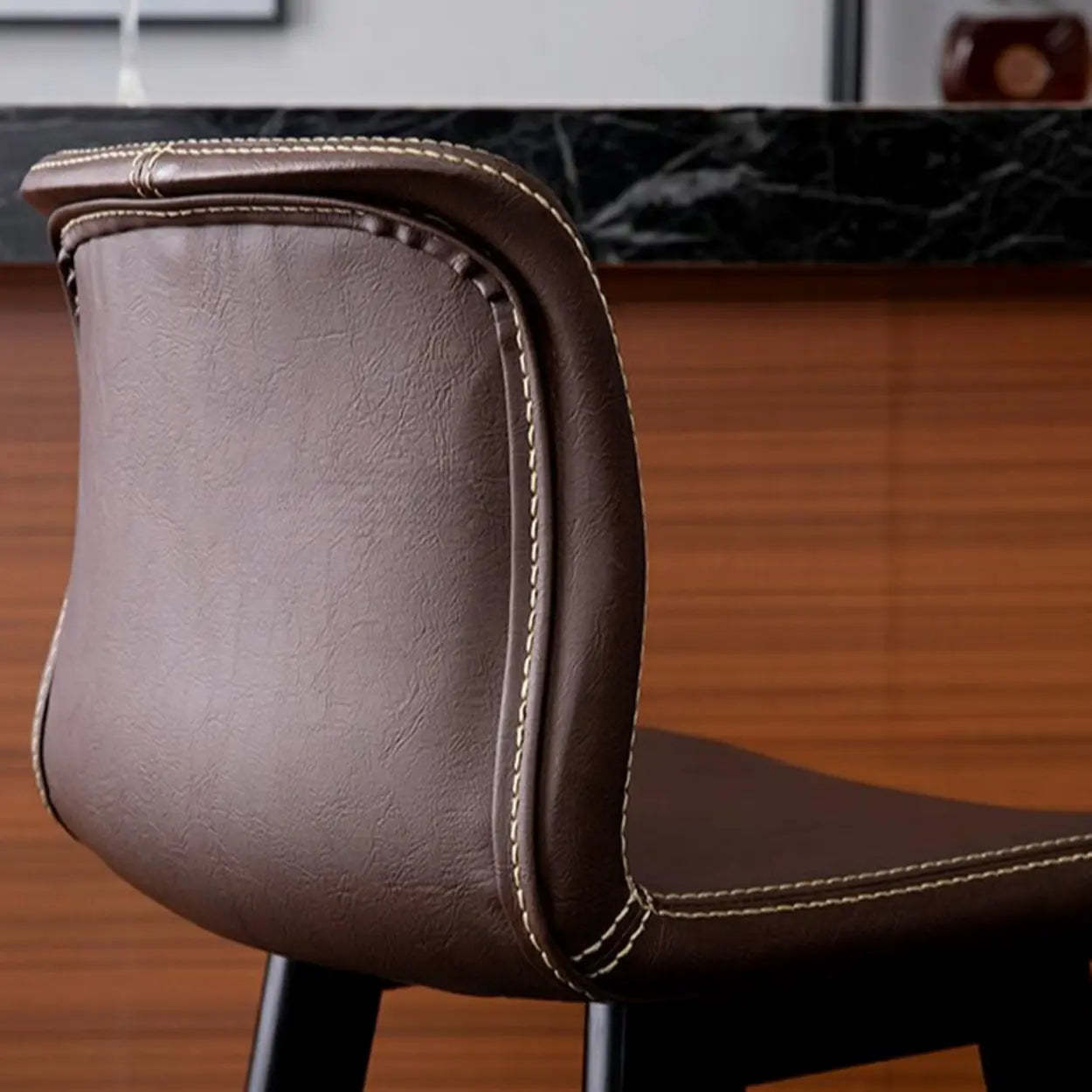 Modern Upholstered Low-Back Bucket Bar Stool — Black / Coffee