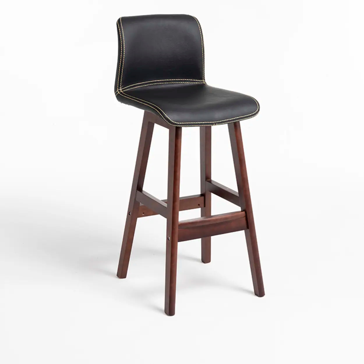Modern Upholstered Low-Back Bucket Bar Stool — Brown / Black