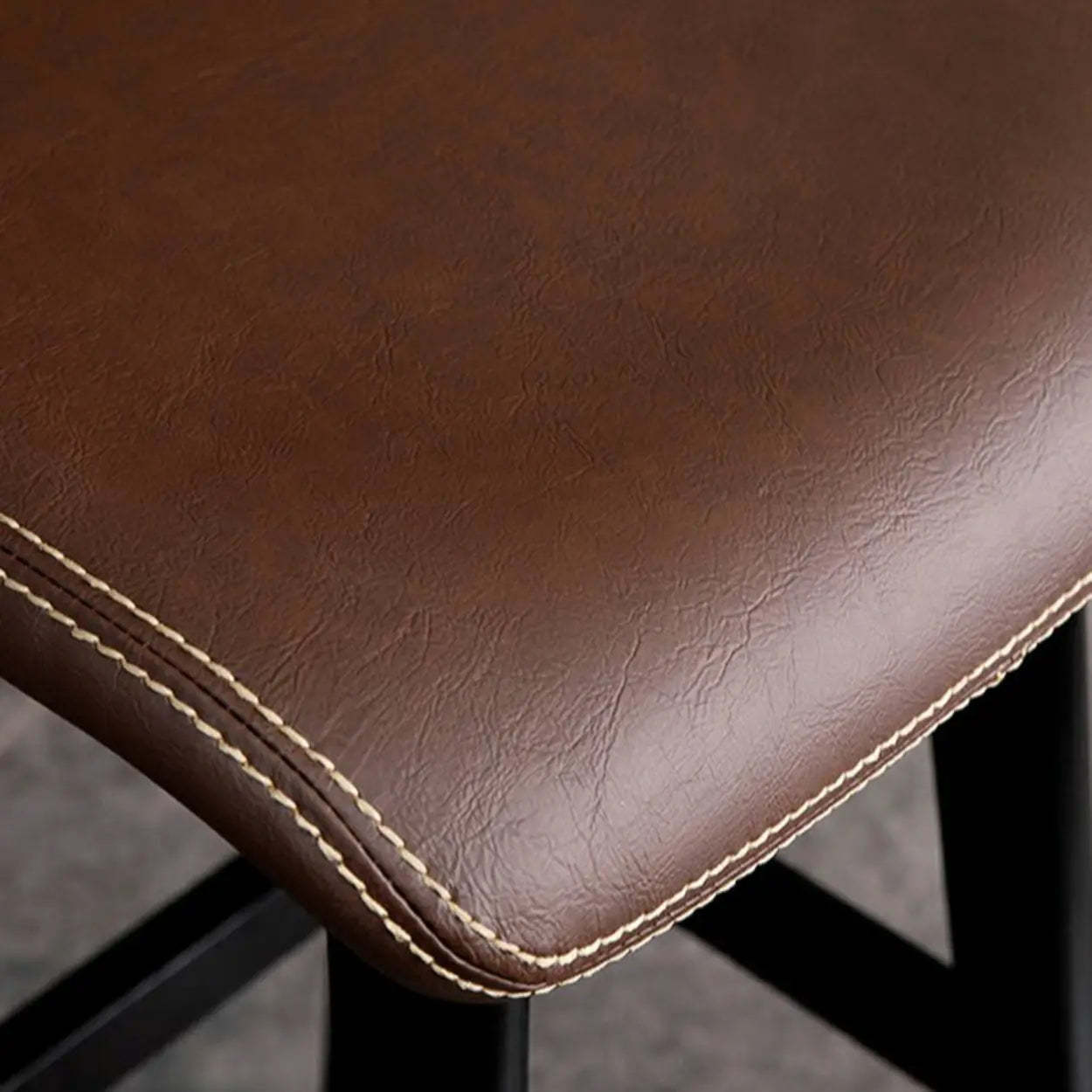 Modern Upholstered Low-Back Bucket Bar Stool — Brown / Gray