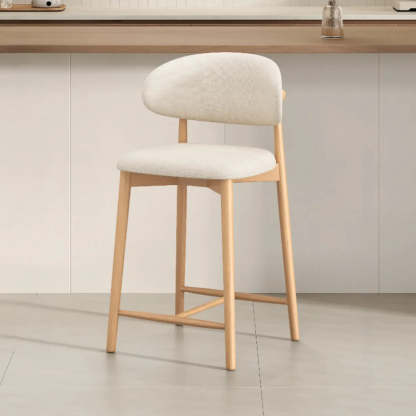 Modern Upholstered Low-Back Counter Bar Chair — Leather / Black