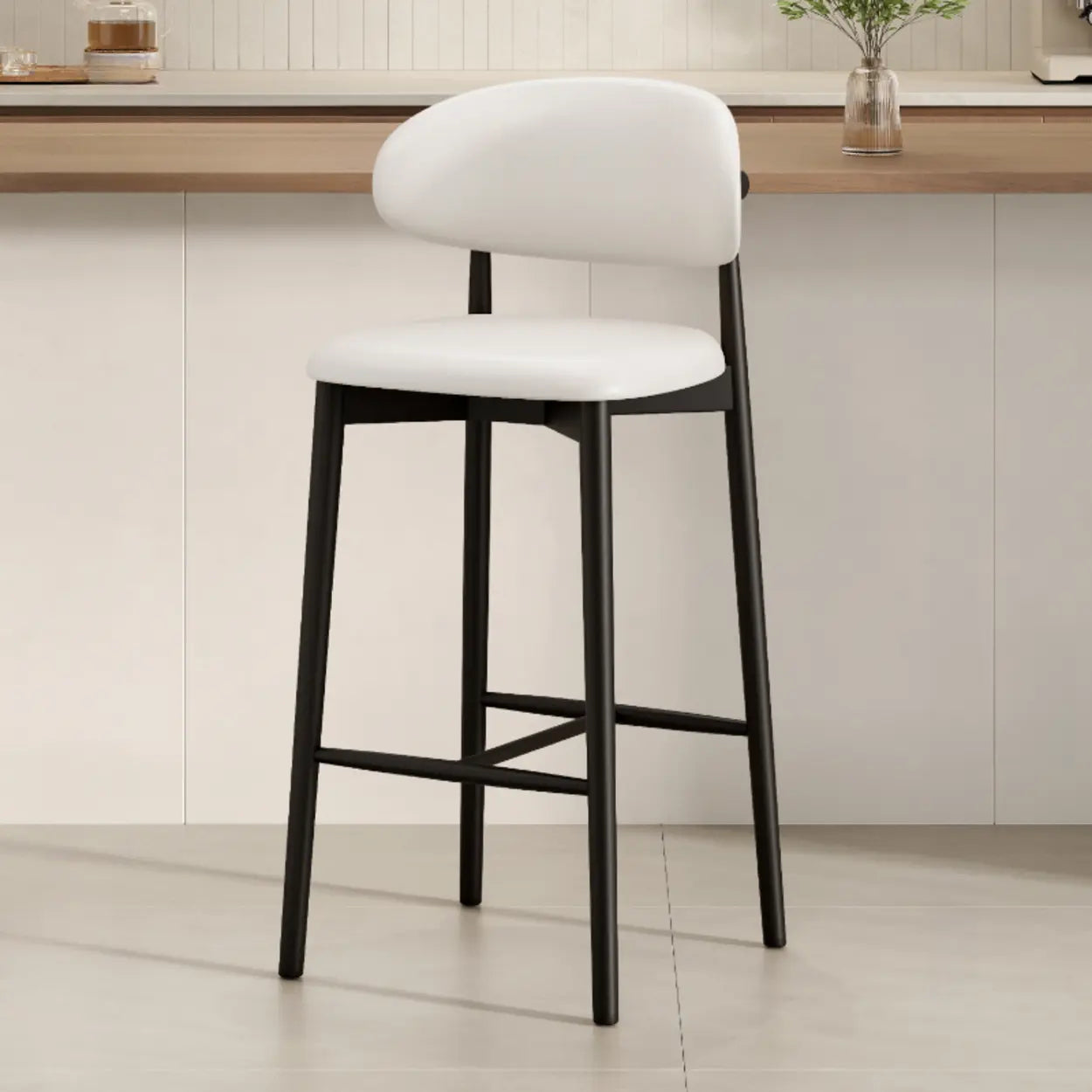 Modern Upholstered Low-Back Counter Bar Chair