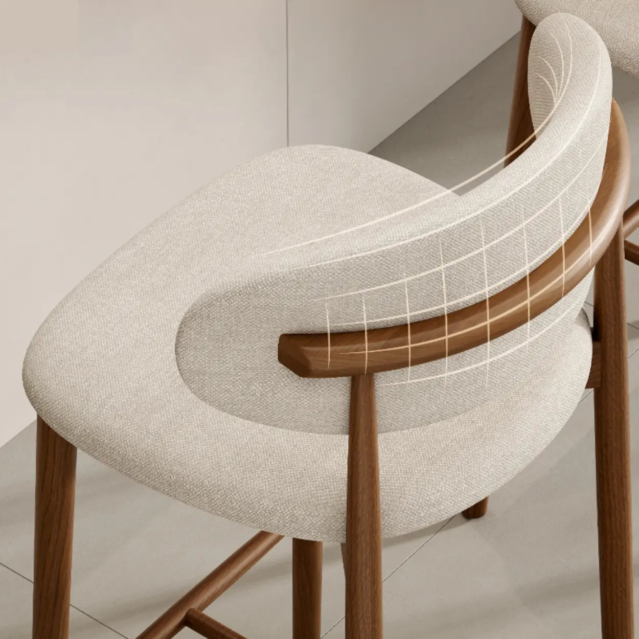 Modern Upholstered Low-Back Counter Bar Chair — Leather / Natural