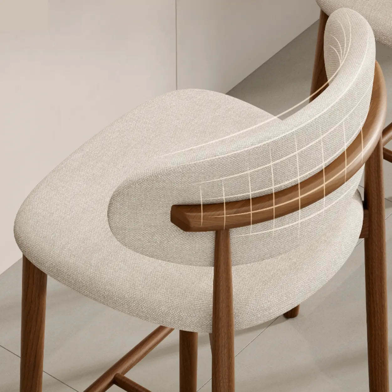 Modern Upholstered Low-Back Counter Bar Chair — Leather / Natural