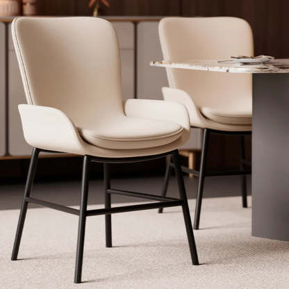 Modern Upholstered Armchair Dining Chair — Brown
