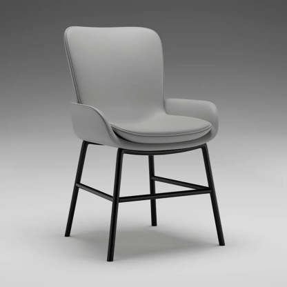 Modern Upholstered Armchair Dining Chair — Light Brown