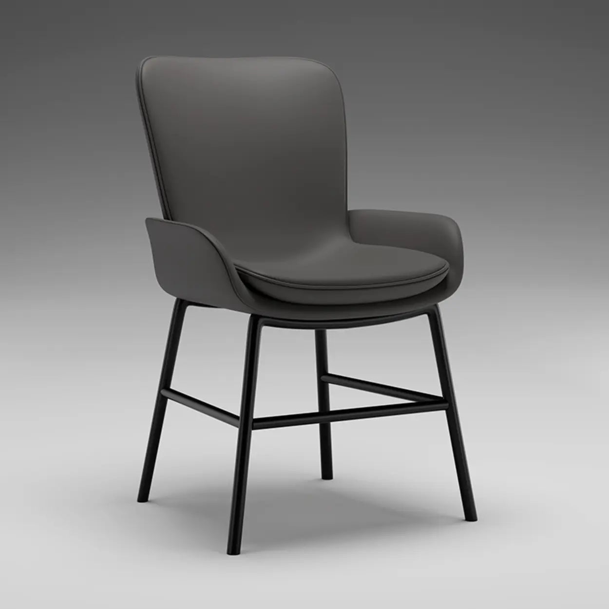 Modern Upholstered Armchair Dining Chair — Grey