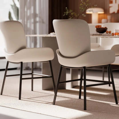 Modern Upholstered Armchair Dining Chair — Off-White