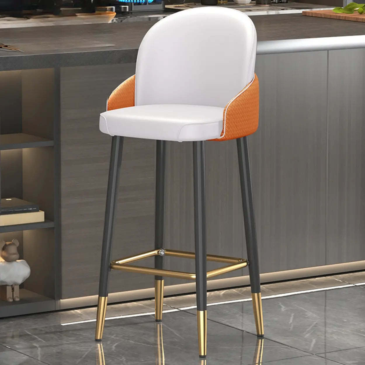 Modern legs bar & counter stools in metal — 18" L x 16" W x 30" H / White