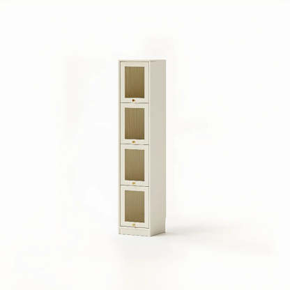 Modern Brown Vertical Tall Narrow Bookcase